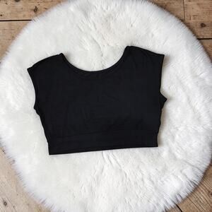 Comfy HALFTEE Half Tee Layering Cropped Black T-Shirt Top Large